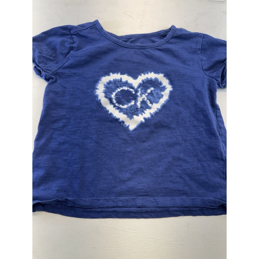 Calvin Klein Jeans Girls Blue Heart Graphic T-Shirt Size 8/10 Short Sleeve